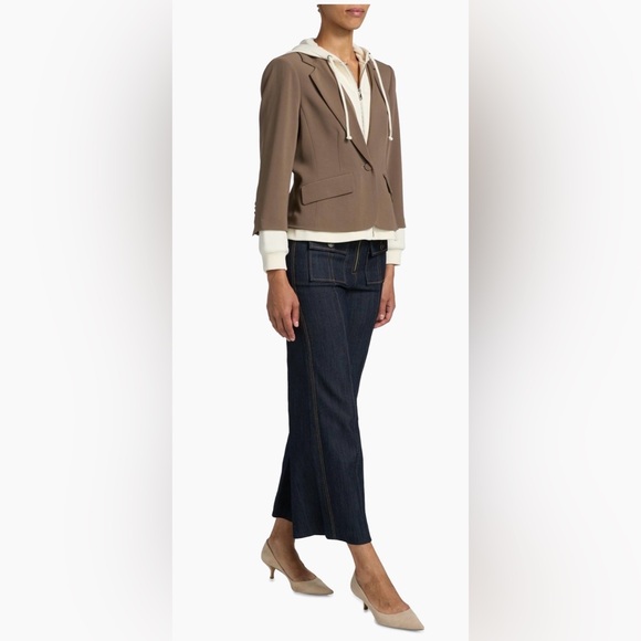 Cinq a Sept Le Petit Khloe Zip-UpBlazer in Taupe and Ivory - Picture 6 of 8